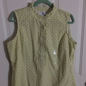 NWT Gap Lime Print Ruffle Sleeveless Blouse
